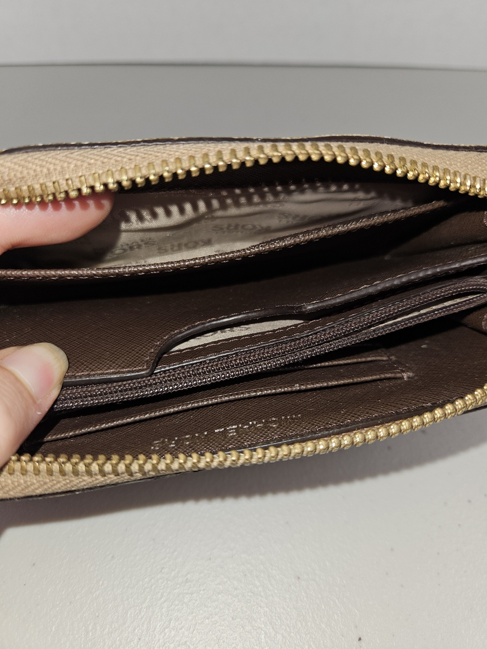 Michael Kors Leopard Zip Wallet in Tan and Black - Picture 15 of 15